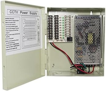 InstallerCCTV 9 Outputs 12 Amp 12V DC CCTV Distribution Power Supply Box for Security CCTV Camera, Led and All Other 12V DC Devices, UL Listed