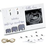 DMSELL Baby First Scan Photo Frames, Wooden Baby Scan Photo Frame with Countdown Weeks, Ultrasound Picture Frame Pregnant Mom Announcement