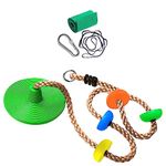 Cateam Disc Swing Climbing Rope for Kids and Adults – Tree Disk Swing seat for Outdoor Backyard Playground or Ninja Slackline with Hanging Strap kit, Green