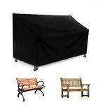 RICHIE Garden Bench Covers Waterproof 2 Seater, Outdoor Patio Bench Seat Cover, Windproof, Anti-UV, Heavy Duty Tear Resistant 420D Oxford Fabric, LoveSeat Cover for 2 Seater sofa, 134x66x63/89cm Black