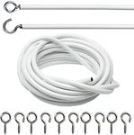 DIVCHI White Window Net Curtain Wire Cord Cable With 8 Hooks & 8 Eyes (4 Meter Net Curtain Wire+8 Hooks+8 Eyes)