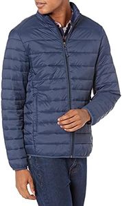 Amazon Essentials Men's Packable Lightweight Water-Resistant Puffer Jacket (Available in Big & Tall), Navy, X-Small