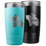 PlaqueMaker Mama and Papa Bear 20oz Travel Tumbler SET - Great for New or Expecting Parents Holiday's Baby Showers and Christmas