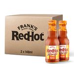 Frank's RedHot Buffalo Wings Sauce 148 ML, Pack of 2, Hot Chilli Sauce, Irresistible Taste, Vegan & Non-Vegan Cuisine, Perfect for Chicken Wings, Burritos, and Fajitas