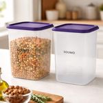 Amazon Brand - Solimo Square Modular Plastic Storage Container| Airtight | BPA-Free | Set of 2 | 5.5 L (Blue)
