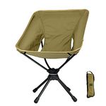 nounouqi Outdoor Folding Swivel Chair, 360° Rotation, Lightweight Leisure Chair, Fishing Chair, Camping Chair, Garden and Family use (Supporting 150kg) KHAKI