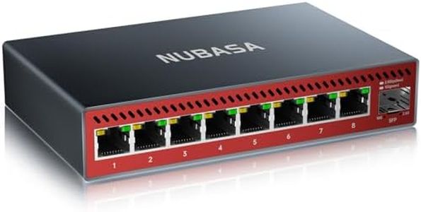 NUBASA 8-Port 2.5Gb Switch with 10Gb SFP+ Port, Unmanaged Multigig Ethernet Splitter for NAS, Gaming, PC - Plug & Play, Silent Aluminum Housing, 2.5 Gigabit Network Switch