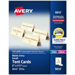 AVERY Printable Small Tent Cards with Sure Feed Technology, 2” x 3.5”, Ivory, 160 Blank Place Cards for Laser or Inkjet Printers (05913)