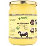 Village Company A2 Buffalo Desi Ghee 500ML | Ghee Vedic Bilona Method | Organic Pure Natural | Two Way Curd Churned - Best Farm Fresh Grass Fed Cattle Milk | India Lab Certified | Glass Jar Half Litre