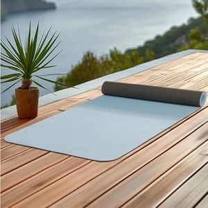 Navaris TPE Pilates Mat with Cotton Bag - 4mm Yoga Workout Mat - Ideal for Indoor, Outdoor, and Home Training - Non-Slip Exercise Mats for Men and Women - Blue