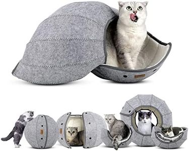AMJ K-1 Cute Shell Cat Bed & Foldable Pet Tunnel - Interactive Cat Cave & Dog House, as a Multi-Function Fun Toy Bed (White)