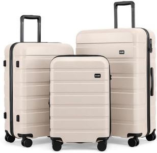 Coolife Luggage Set, Lightweight Durable Hardshell, 3 piece, Matte White