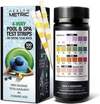 Health Metric 4-Way Pool and Spa Test Strips | 100 ct | Swimming Pool Testing Strip Kit for Chlorine Alkalinity pH & Cyanuric Acid | Easy to Use Chemical Tester | Fast & Accurate Water Maintenance