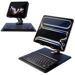 Doohoeek iPad Stand Holder+Bluetooth Keyboard Set (NO Pens), Z Fold Phone Stand 360° Rotate Adjustable Angle Folding Design with Dual Bluetooth Mini Keyboard Fits iPad Pro 13-inch & Galaxy Z Fold6