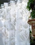 Tranquebar Curtain Co. Pure Cotton Voile Curtains for Door, 40% Light Filtering, White Bird Print (Uday Voile: White) -7 Feet, Set of 2 (Length 213 cm) - with Back Tab