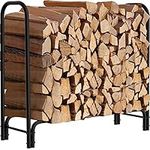 Amagabeli 4ft(122cmx35.6cmx122cm) Fireplace Log Rack Outdoor Heavy Duty Log Storage Holder for Firewood Wood Stacker for Metal Kindling Stand Steel Tubular Wood Rack Log Stacking Frame