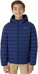 Eddie Bauer Boys' Jacket - CirrusLite Weather Resistant Down Coat for Boys - Insulated Quilted Bubble Puffer (3-20), Size 14-16, Navy Blue