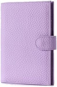 JIUFENG Slim Passport Holder RFID Blocking Card Case Cover, Genuine Leather Wallet for Travel Men and Women, Light Purple