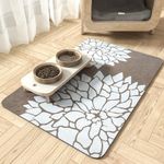 MontVoo-Pet Feeding Mat-Absorbent Floral Cat&Dog Food Mat-Dog Mat for Food and Water Bowl-No Watermark Quick Dry Dog Water Dispenser Mat Pet Placemat 1728 Brown
