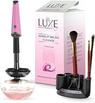 Luxe Electric Makeup Brush Cleaner, Pink, USB Charging Station, 3 Adjustable Speeds, Cleaner to Instantly Wash and Dry Your Makeup Brushes