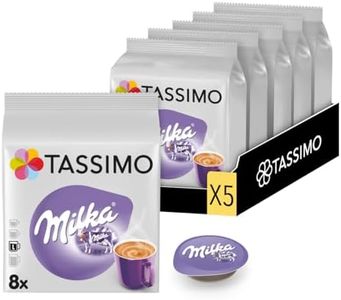 Tassimo, 40 Dosettes, Chocolat au Lait Milka, Compatibles avec les machines TASSIMO, 40 Chocolat au Lait Milka, Crémeux et Gourmand, 5 packs de 8 dosettes