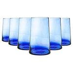 Nicola Spring 6 Piece Merzouga Recycled Highball Glasses Set - Drinking Glass - 320ml - Blue