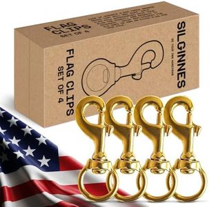 Flag Clips for Rope 4-Pack - Durable 3.2” Bronze Brass Snap Clip with Swivel Eyelet - Best for Flag Poles with Halyard Rope - 4 PCS Flag Pole Clips by Hieno Supplies