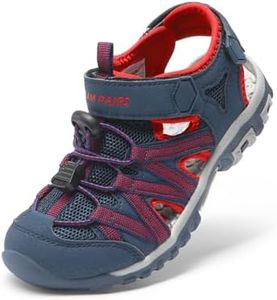 DREAM PAIRS Boys Girls Closed-Toe Outdoor Summer Sport Sandals for Little/Big Kid,Size 5 Big Kid,Blue/Grey/Red,181108K