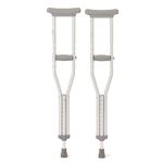 Medline Youth Aluminum Crutches for Kids; Adults & Seniors 4’6”–5’2”Tall; Walking Aid for Reliable Balance; Comfortably Holds Up to 300 lbs.