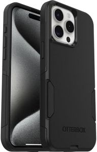 OtterBox Funda para iPhone 15 Pro MAX Commuter, Resistente a Golpes y caídas, Rugerizada, Protectora, Testada 3X estándares Militares anticaídas, Negro, Sin Caja Retail