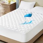 Bedsure King Size Mattress Protector, Quilted Waterproof Mattress Pad with Deep Pocket up to 22 Inches, Soft Breathable Noiseless Bed Cover, Topper Bed King White for Home, Bedroom, Hotel - White