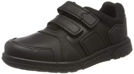 Clarks Boy's Blake Street Low Top Sneakers, Black Black Leather, 7 Child UK