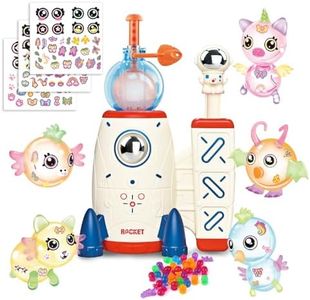 nicknack 195pcs Space Rocket DIY Balloons with Pump, DIY Sticky Balloon Maker Toy Craft Kits for Kids,Magic Balloon Kit with Bouncy Balloons Stickers Accessories, Toy Gift for Kids Boys Girls Ages 3+