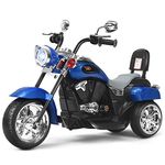 Costzon Kids Motorcycle Ride on Chopper Motorcycle, 3 Wheels Kids Ride on Toys, 6V Battery Power Wheels Motorcycle W/Horn, Headlight, Forward/Reverse Switch, Electric Motorcycle for Kids Boys (Blue)