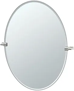 Gatco 4389LG Bleu, Large Oval Mirror, Satin Nickel, 32 Inch