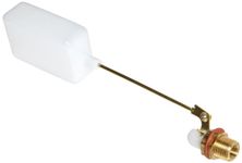 Robert Manufacturing RM79 Series Bobby Brass Valve Assembly with Stem and Polyethylene Float, 1/2" NPT Male Tapped x 1/4" NPT Female Inlet, 9-3/4" Length, 125 psi Pressure