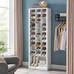 Hzuaneri 11-Tier Shoe Storage Cabinet, Free Standing Shoe Storage Organizer with 30 Open Cubbie, Space Saving Shoe Rack for Entryway, Closet, Bedroom, White 02001BSR