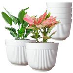 DEVICE OF URBAN INFOTECH 12 Inch Flower Pots Big Size Planters Indoor & Outdoor Home Gardening Pots for Plants Plastic Gamla for Flowers, Herbs, Cactus Plant Pots (Pack of 6, White)