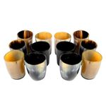 Handicrafts Home Whiskey Shot Glass Set - Real Horn Handcrafted Goblets, 12 Pack Vintage Style Unique Collectible Barware Drinking Horn Cup Gifts