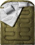 Linist Double Sleeping Bag for Adults with Pillow - XL Queen Size, Two-Person Sleeping Bag for All Seasons - Ideal for Camping, Hiking, Backpacking - 2 Person Sleeping Bags for Cold and Warm Weather