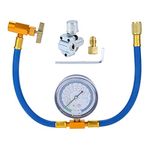 R134A AC Recharge Hose with Gauge and BPV31 Bullet Piercing Tap Valve Kit, 1/4" to 1/4" Adapter with Valve core, R134a Can Tap, 1/4" SAE Hose for R12 R22 Port, for Air Conditioning Refrigerant System