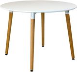 Charles Jacobs 100cm Circular Dining Table With White Tabletop and Solid Beech Wood Legs