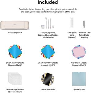 Cricut Explore 4 Cutting Machine Bundle – DIY Craft Starter Set