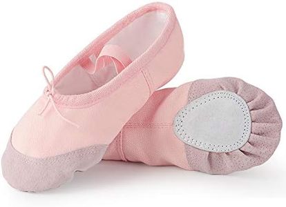 Soudittur Scarpette da Danza Classica Tela Scarpe da Ballerina Ballo per Bambina Ragazze Donna Rosa EU 28