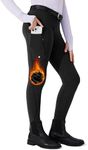Willit Girls Fleece Horse Riding Pants Equestrian Breeches Kids Winter Riding Tights Thermal Schooling Tights Black M