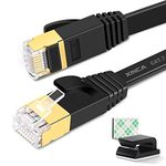 Cat 7 Flat Ethernet Cable 100ft Black,High Speed 10GB Shielded (STP) LAN Internet Network Cable-XINCA Ethernet Patch Computer Cable with Snagless Rj45 Connectors - 100 feet Black (30.4 Meters)