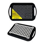 Zuvo 2Pcs Anti-Slip Food Serving Tray with Handles, Multipurpose Non-Slic Dinner/Drinks Serving Trays with High Grip Rubber, Ideal for All Homes (Black)