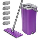 MASTERTOP Mop and Buckets Sets, Floor Mop and Bucket with 5 Reusable Mop Pads, Flat Floor Mops for Cleaning Floors Hardwood Laminate Tile, Floor Cleaner Mop with Bucket Set