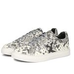 SaintG Womens Grey Python Textured Leather Sneakers, 4UK/37EU
