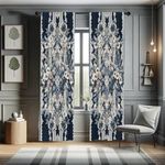 Ambesonne Victorian Curtains, Cold Tone Lace Pattern with Floral Curlicue Leaves Baroque Tile Art, Window Treatments 2 Panel Set for Living Room Bedroom, Pair of - 28" x 95", Dark Violet Blue Coconut